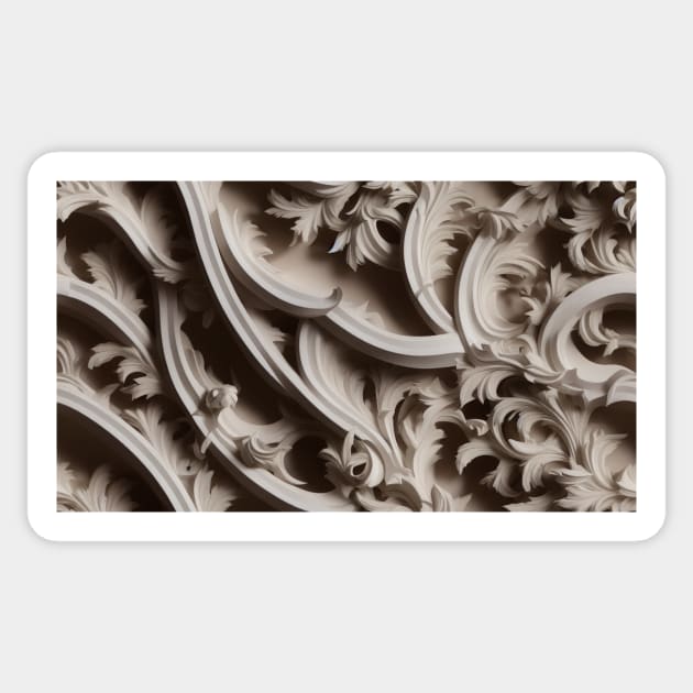 Seamless Leaf Relief Carving VII Sticker by newdreamsss